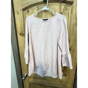 John Mark Women's Jersey Knit Blouse Bell Sleeves Pink Size‎ M